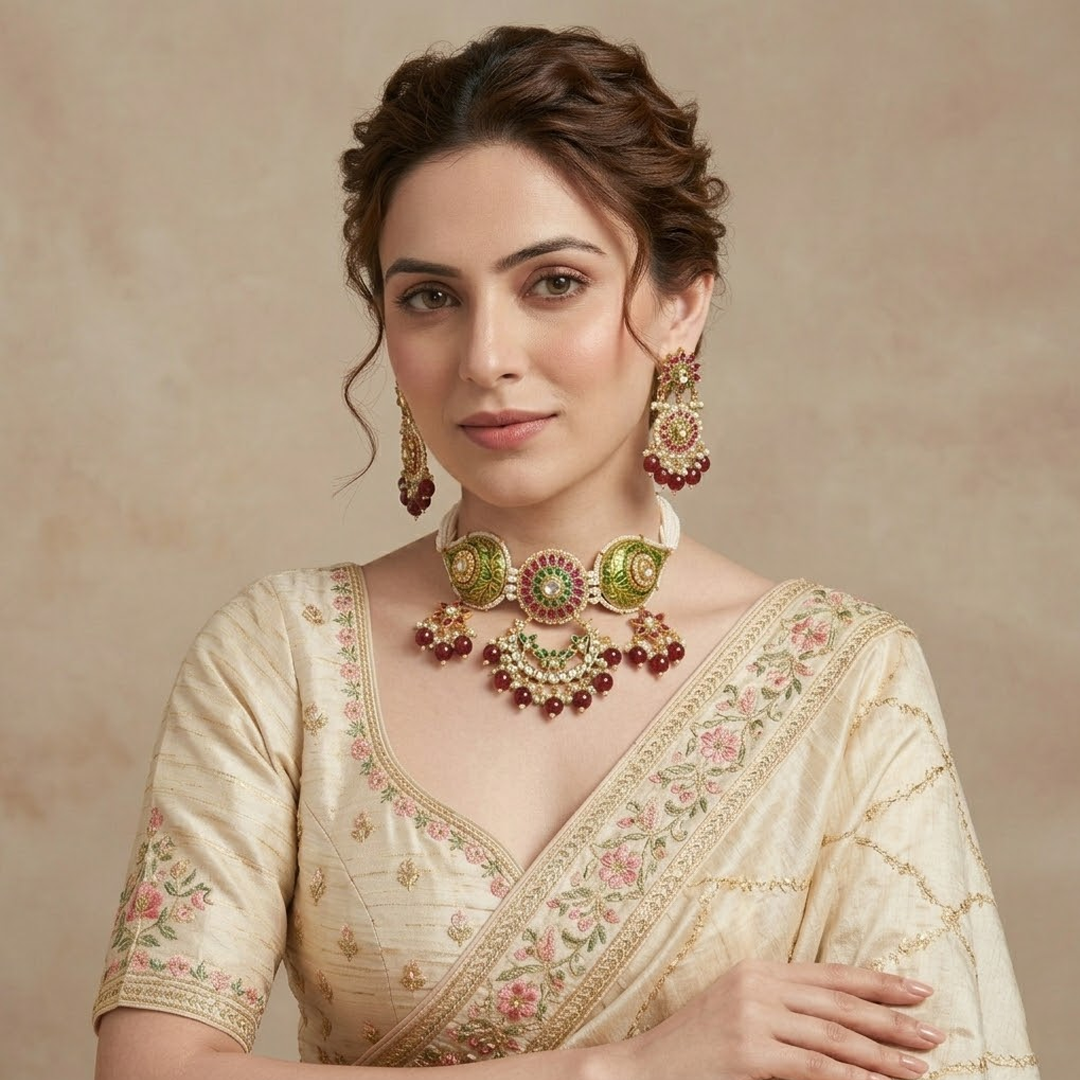 Full Jadau Kundan Bridal Necklace Set