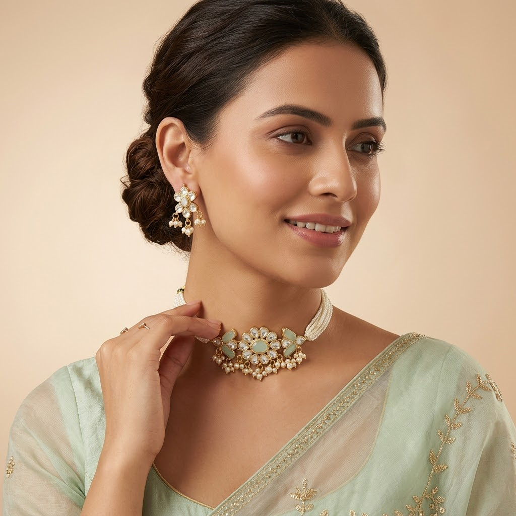 Pacchi Jadau Kundan Pearl Necklace Set