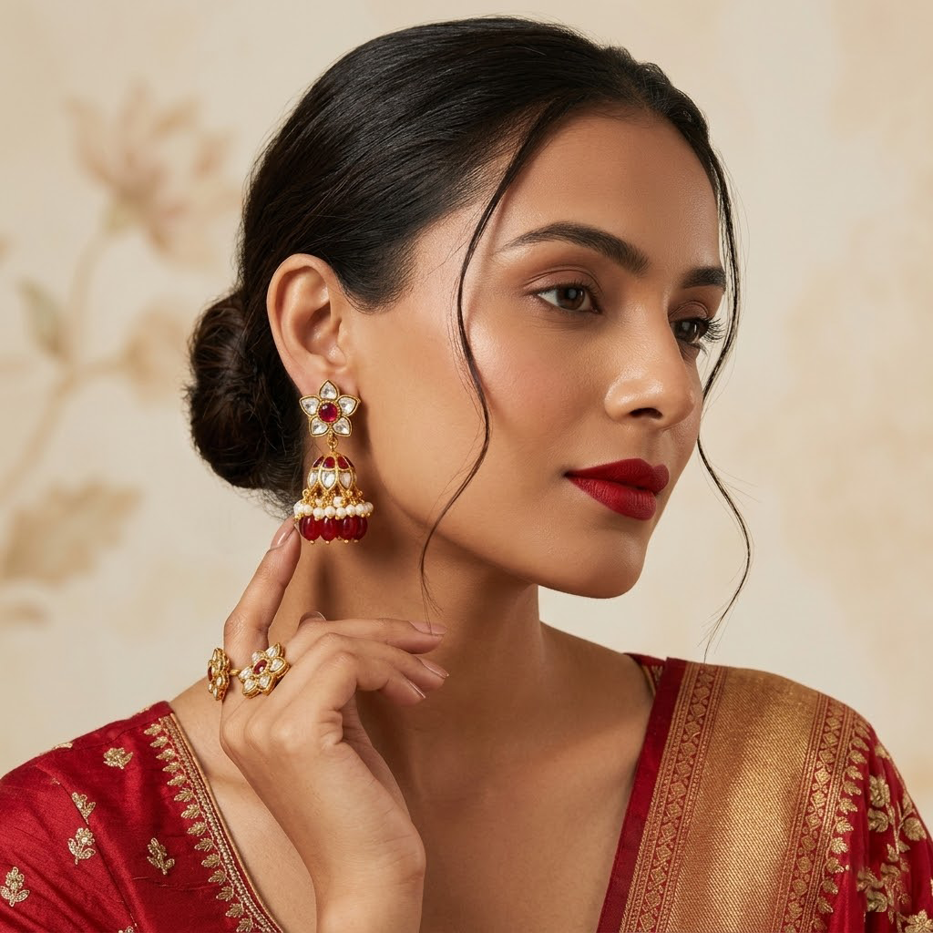 Classic Jadau Jhumki Earrings