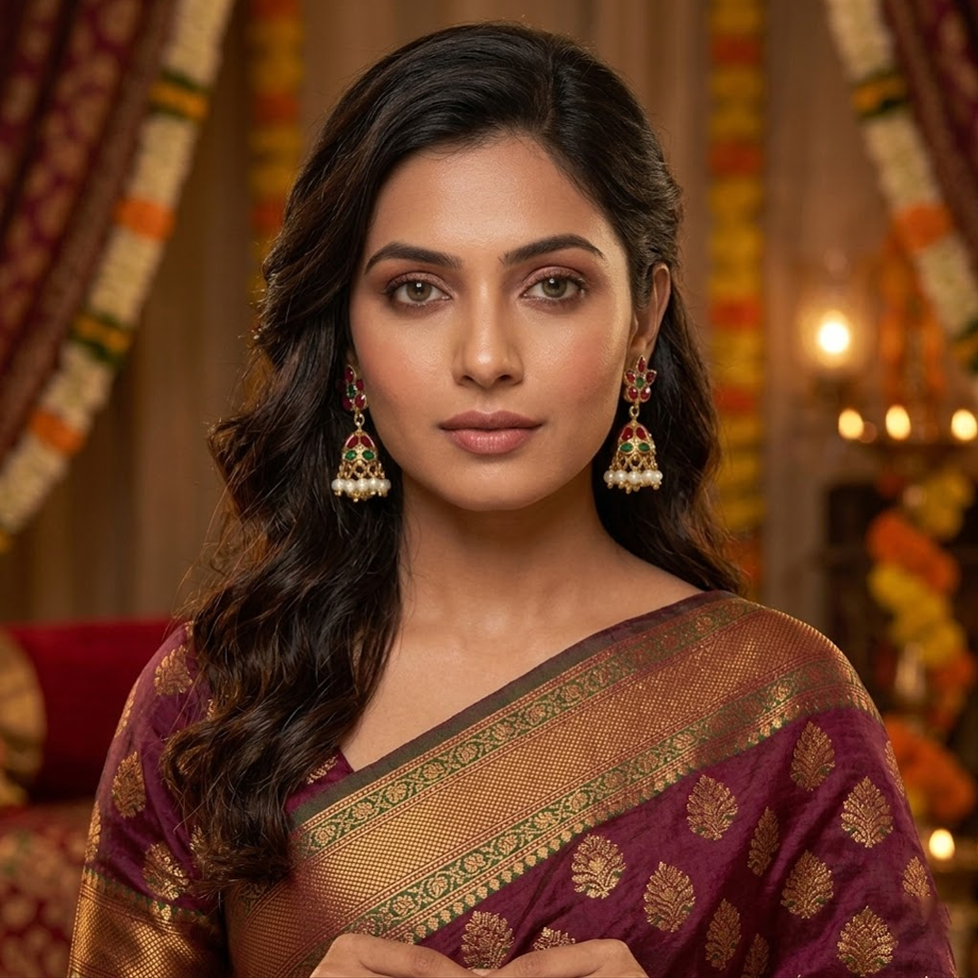 Jadau Kundan Pearl Jhumki Earrings