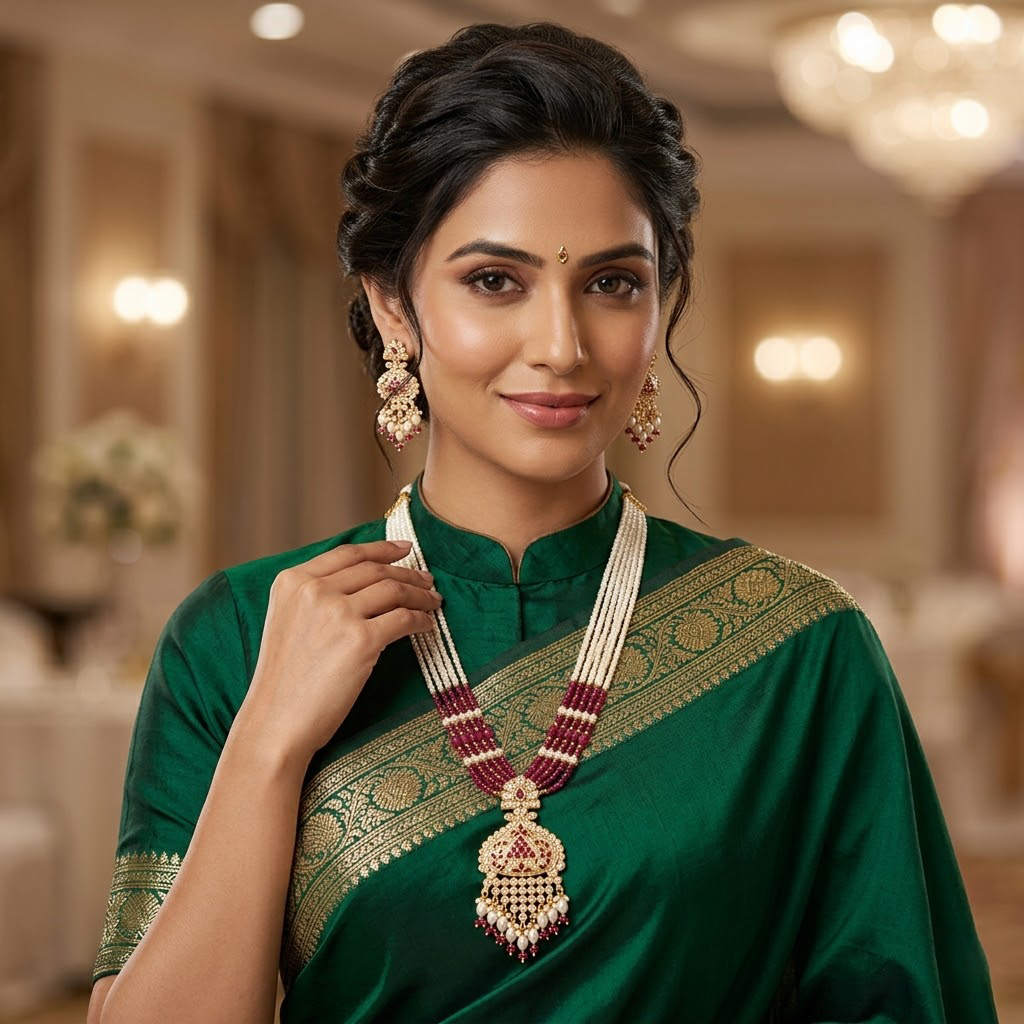 Gulnaar Pearl Polki Necklace Set