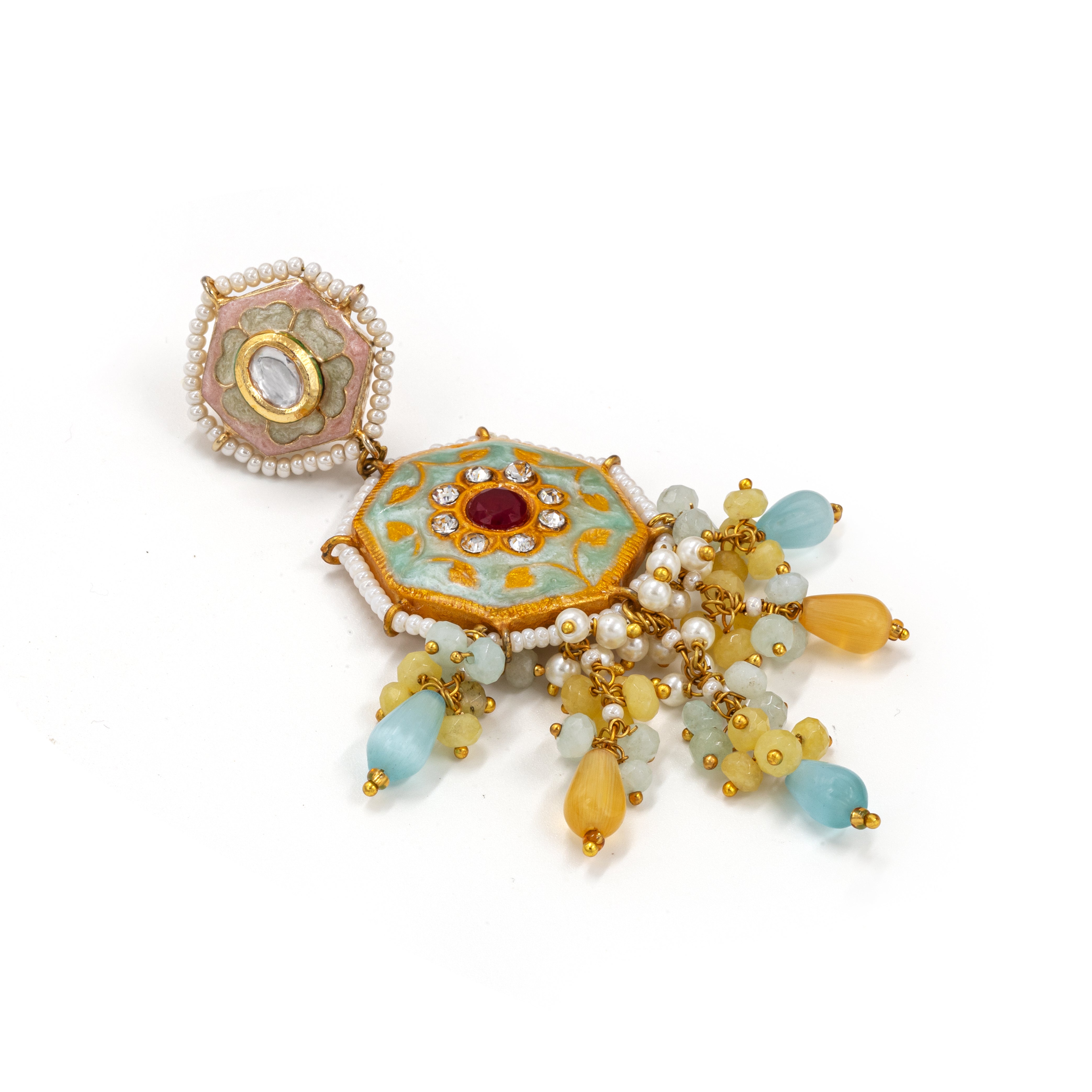 Pastel Meenakari Long Earrings