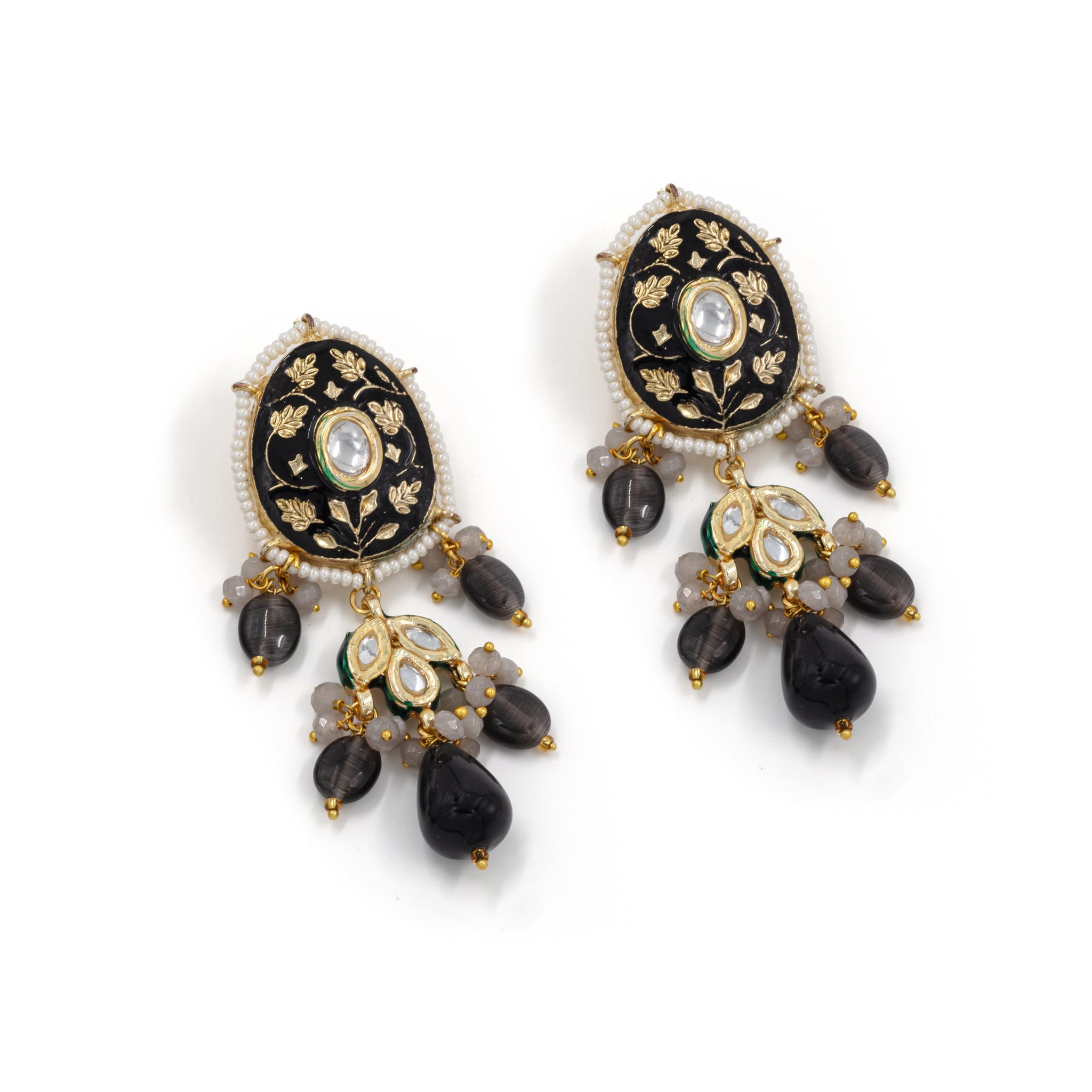 Meenakari Kundan Choker Set – Multi-Strand Beads with Pendant Drop