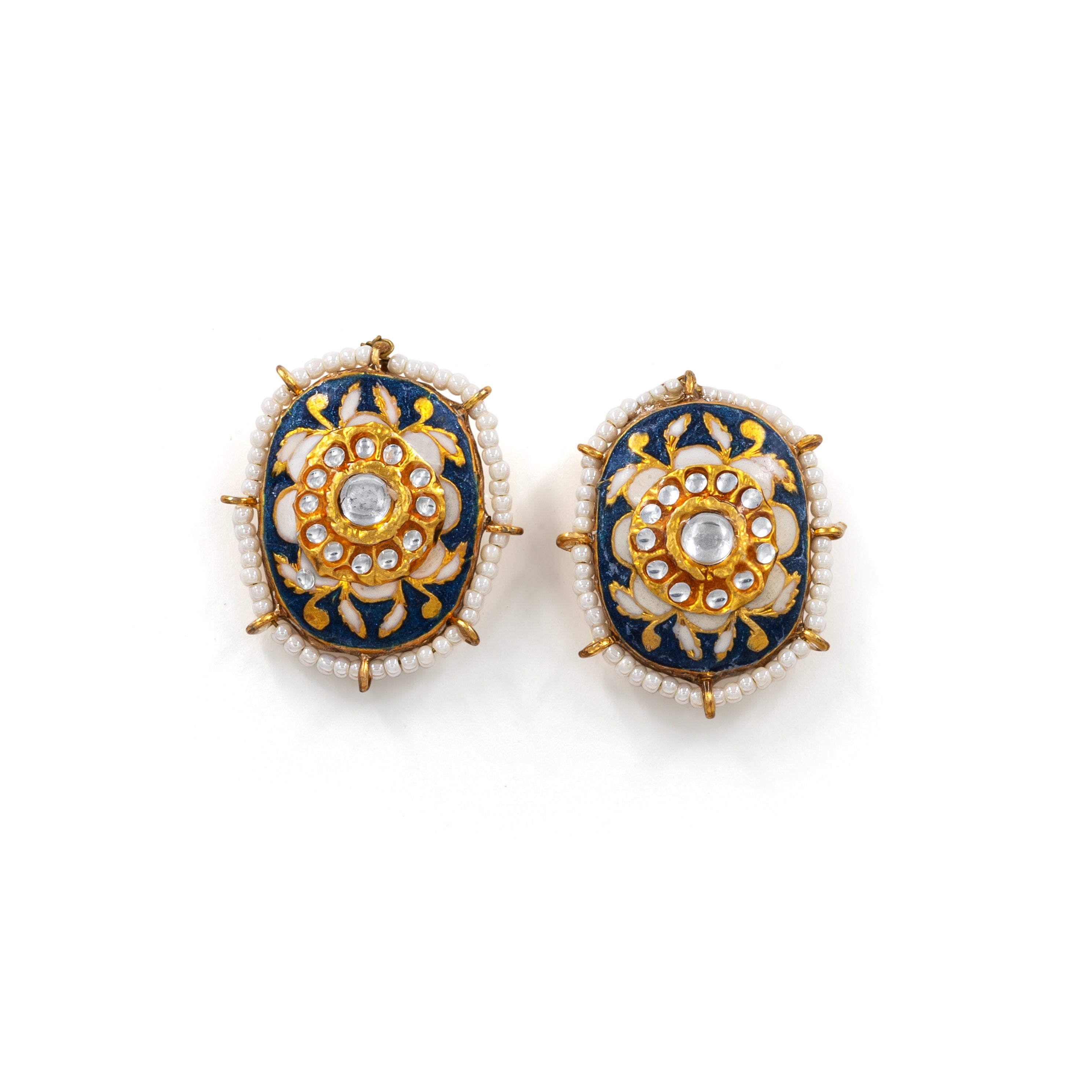 Black & White Meenakari Stud Earrings 