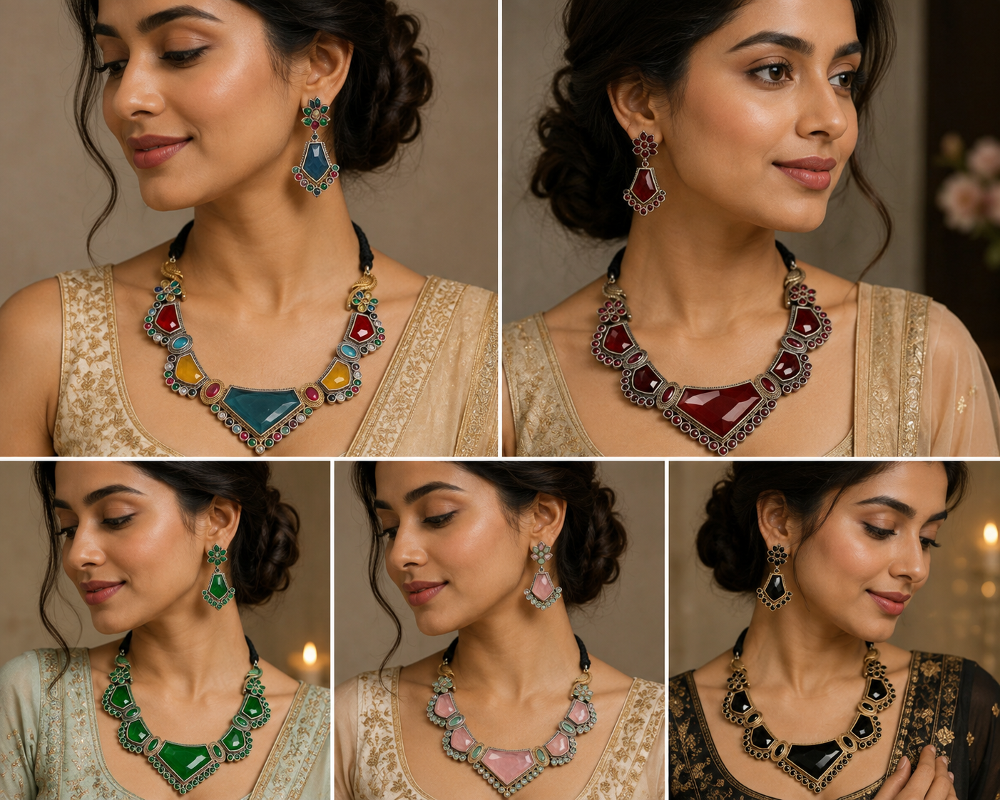Navrang Geometric Stone Collar Set