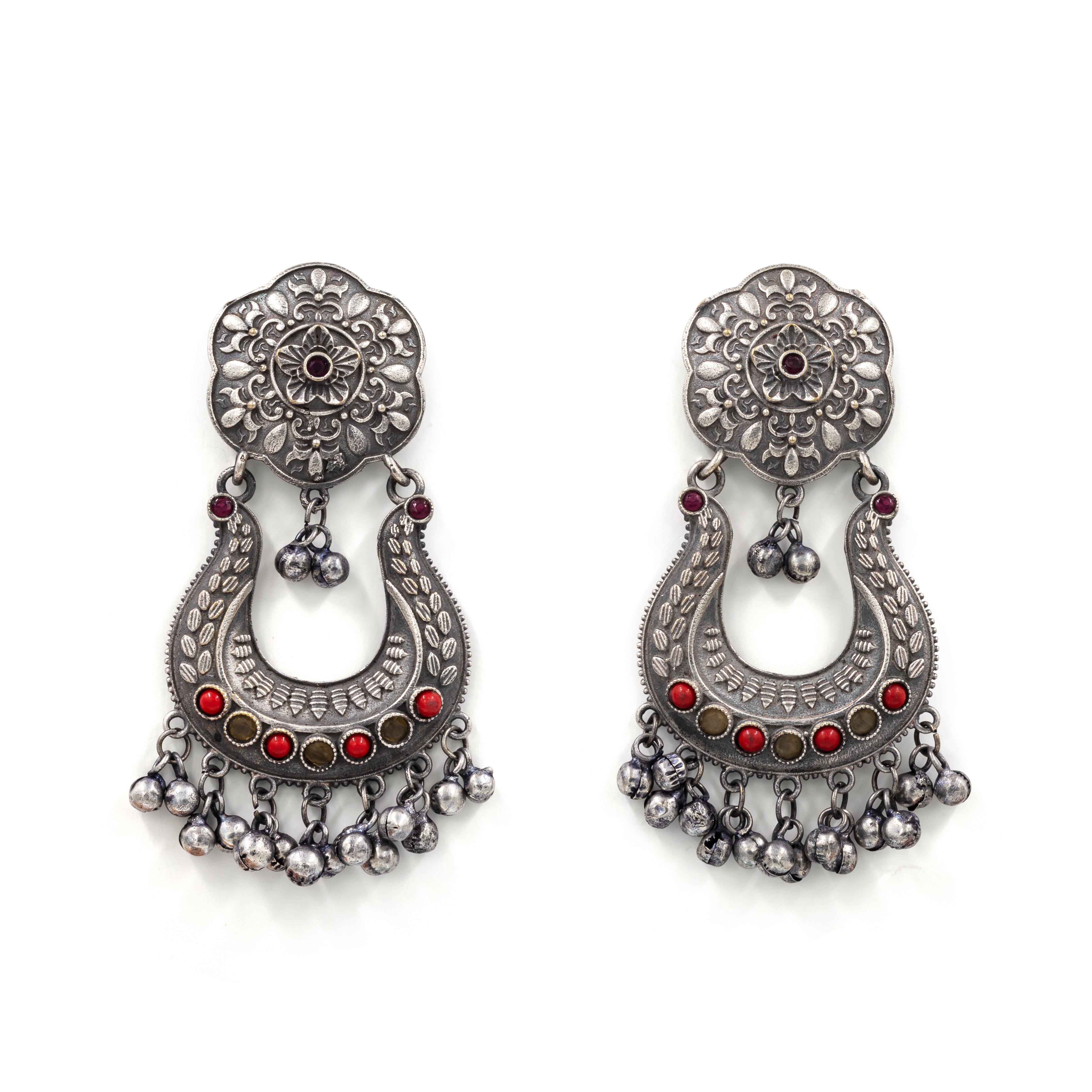 Oxidized Amrapali Style Crescent Earrings