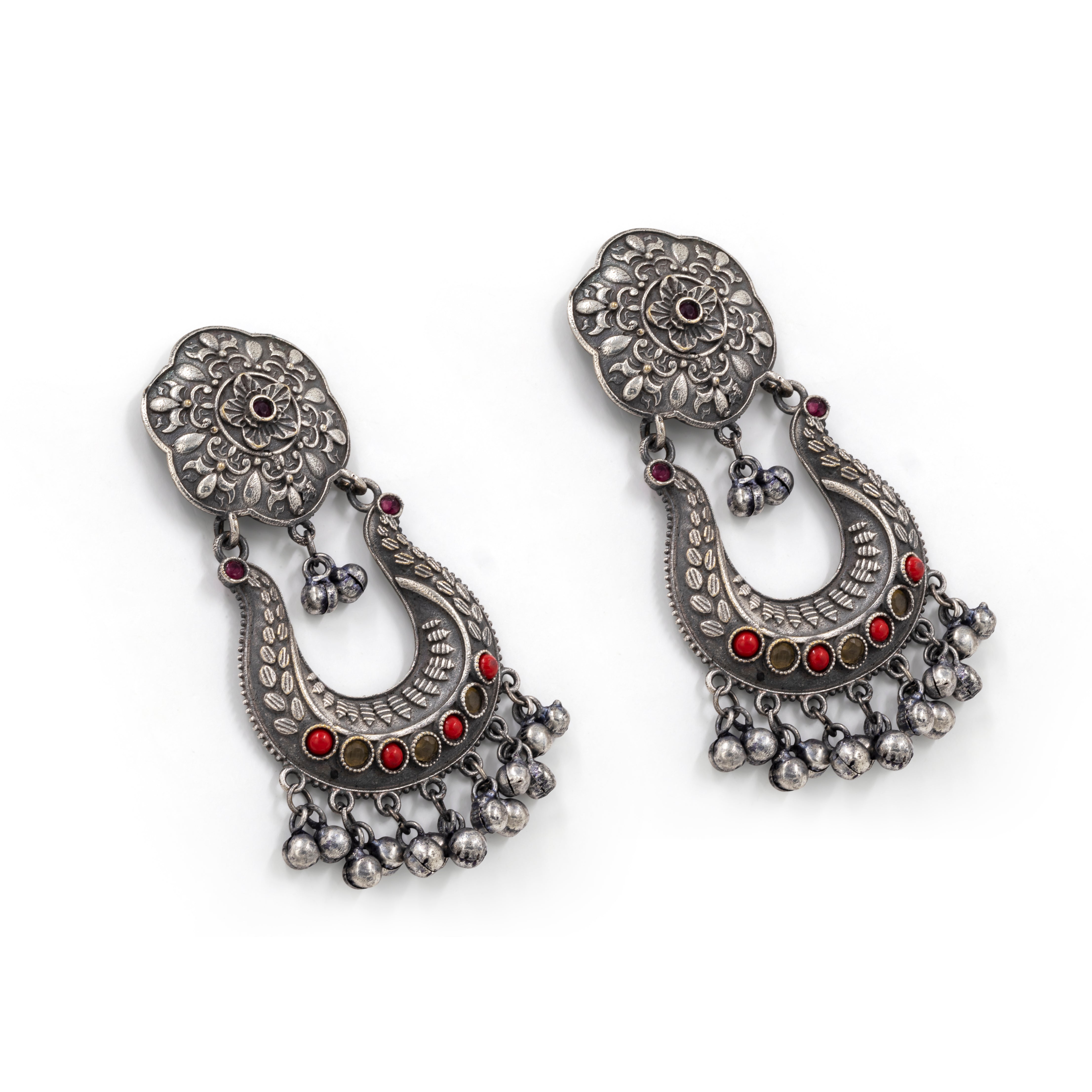 Oxidized Amrapali Style Crescent Earrings