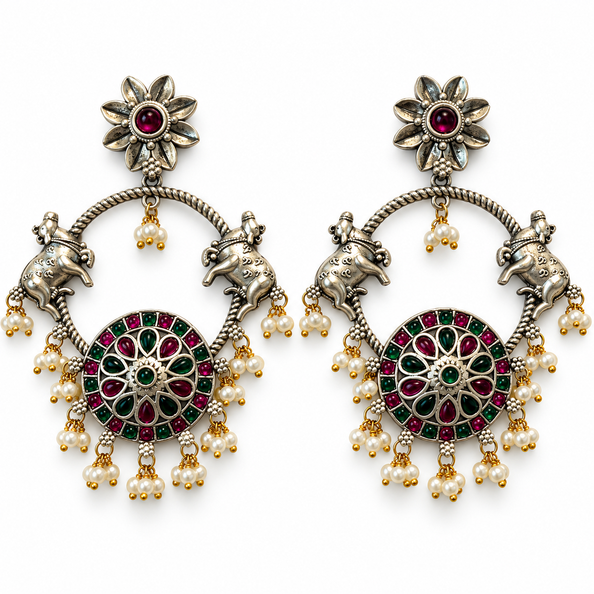 Rajasthani Oxidized Chand Earrings
