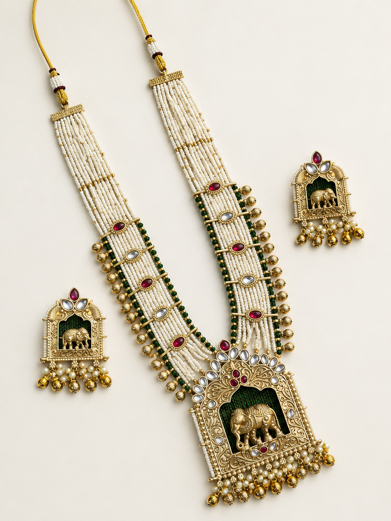 Gajraj Temple Long Necklace Set